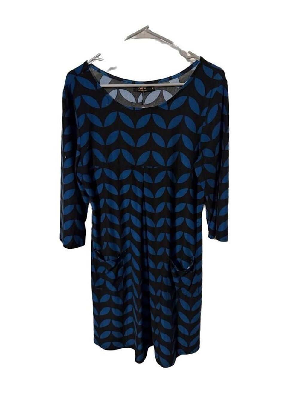 R&B Collection Jersey Geometric Print Long Sleeve Dress with Pockets